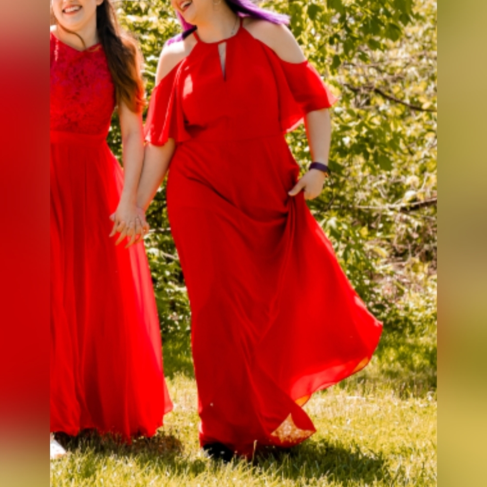 JJs House A-line Cold Shoulder Floor-Length Chiffon Bridesmaid Dress #206455 - Picture 6 of 10